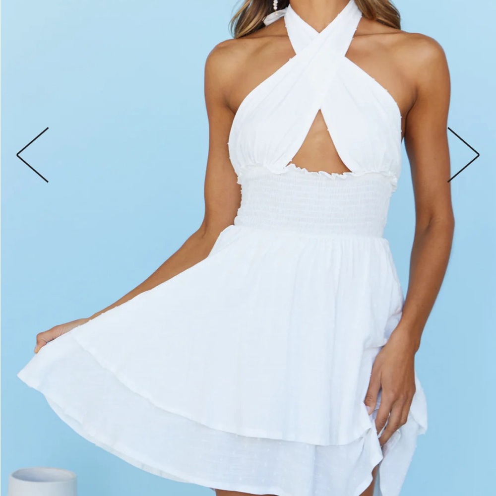 Hello Molly White Halter Mini Dress!